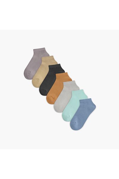 Juniors Textured Ankle Length Socks - Set of 7