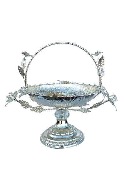 OEM Fructiera din metal cu toarta si flori, M1, 33x33 cm