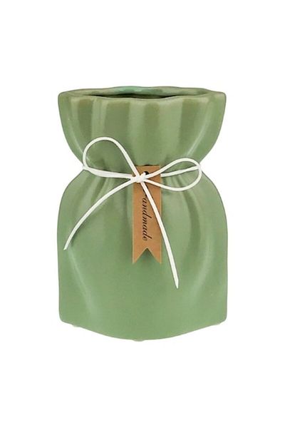 OEM Ceramic Vase Shaped Like a Sack with Mid-Tie String