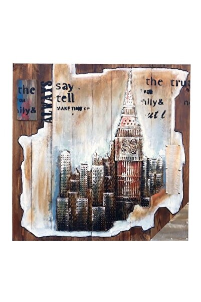 OEM Pictura pe lemn cu orase 3D, 82x82cm