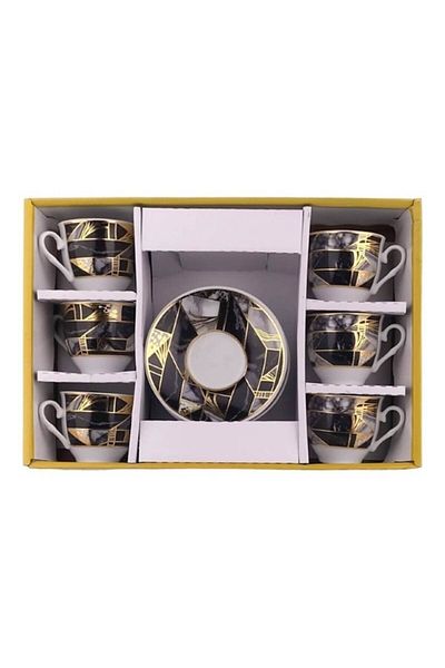 OEM Set din ceramica format din sase cesti si farfurii cu carouri