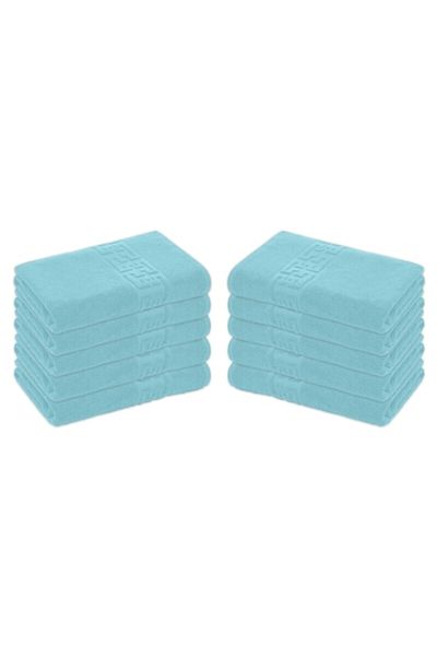 OEM Set 10 prosoape de baie, Bumbac, Bordura Greceasca, 500g/m², 70x140cm, Albastru Deschis Pastel