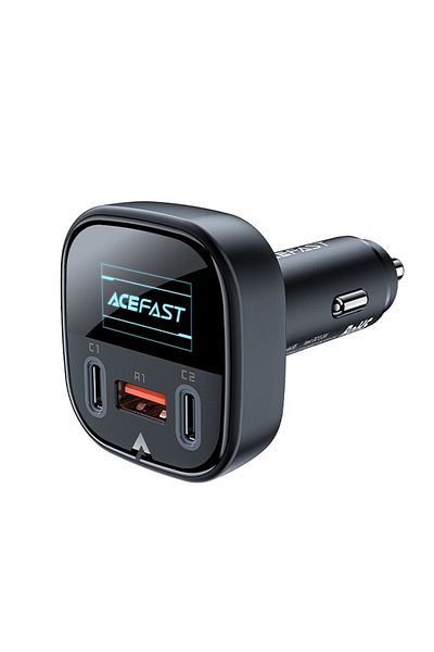 Acefast Încărcător auto cu afișaj 2x USB-C 1x USB 101W Power Delivery QC 4.0 negru