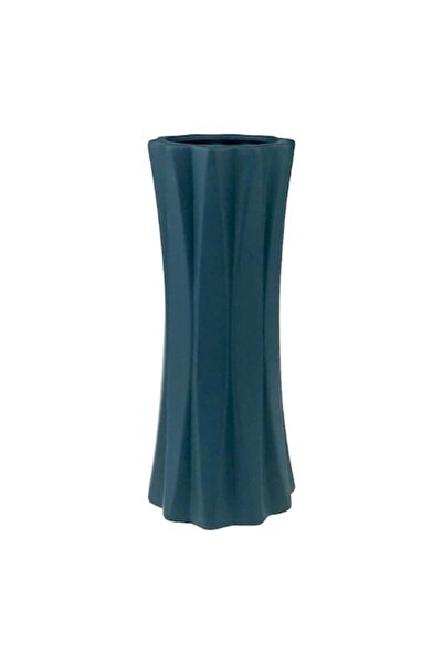 OEM Vază ceramică cu dungi verticale 10x25 cm bleumarin