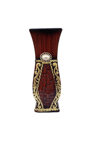 OEM Vaza din ceramica maro, accesorizata cu brosa, 30cm, M2
