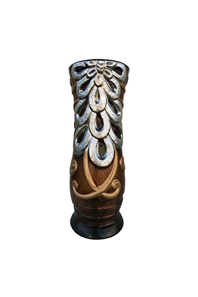 OEM Vază ceramică cu relief floral și sclipici, M1, 13x34 cm