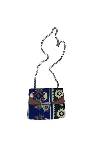 OEM Textile Handbag with Traditional Pattern and Chain, Multicolor, M3, 19x15 cm