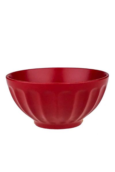 OEM Ceramic Bowl with Stripes, 15x8 cm, Red