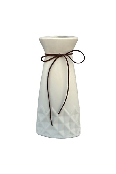 OEM Vază ceramică cu bază diamantată și panglică, M1, 11X24 cm