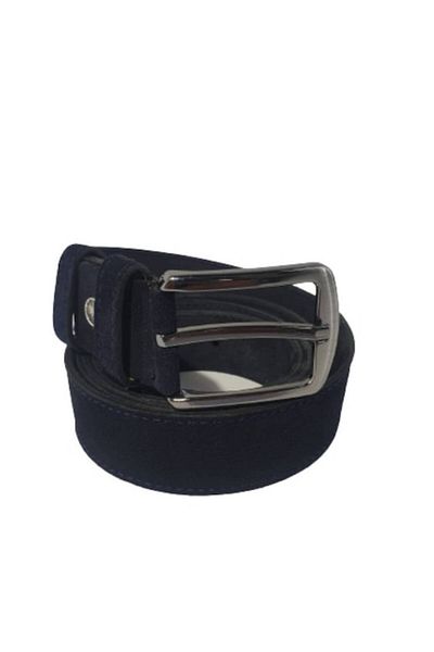 OEM Men's Suede Leather Belt, Navy Blue with Navy Stitching, 3.5 cm Width, M4