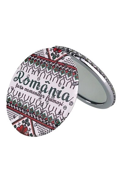 OEM Pocket Mirror, Inscribed 'Romania', Multicolor, 7x7 cm