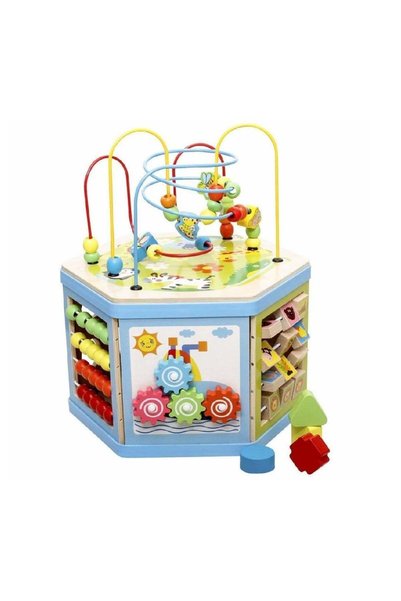 divendi-ro Jucărie educativă din lemn, Montessori, Hexagon cu activități, 8 î...