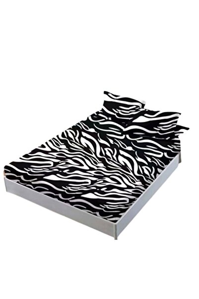 OEM Bed Sheet and Pillowcases Set, 3 Pieces, Animal Print, 140x200cm, Black-White