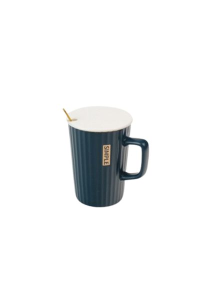 OEM Cana cu capac ceramica, 200 ml 8.5x12 cm albastru