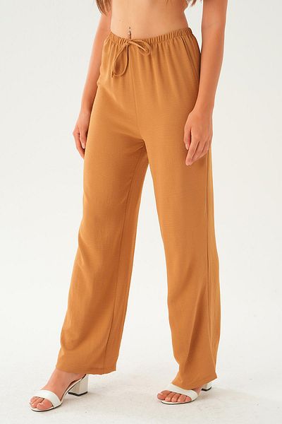 Rays Mink Elastic Waist Wide Leg Woven Trousers 4284-1