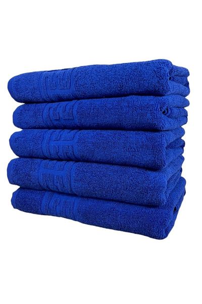 OEM Set 5 prosoape de baie, Bumbac, Bordura Greceasca, 500g/m², 70x140cm, Bleumarin