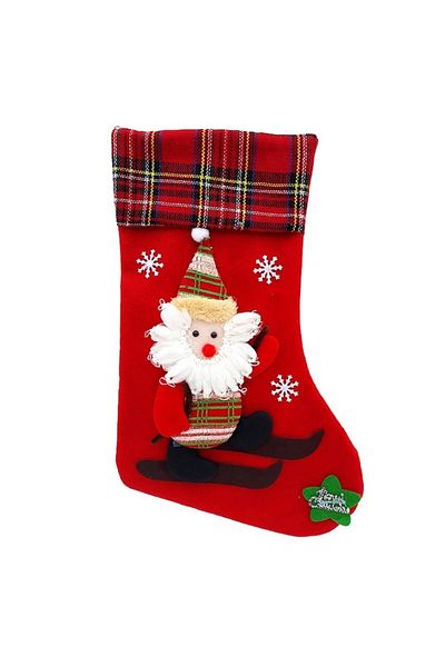 OEM Set 12 bucati Decoratiune pentru Craciun, din material textil, in forma de cizma, 24x38cm