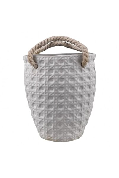 OEM Vază ceramică în formă de geantă de mână, 12x14 cm, albă