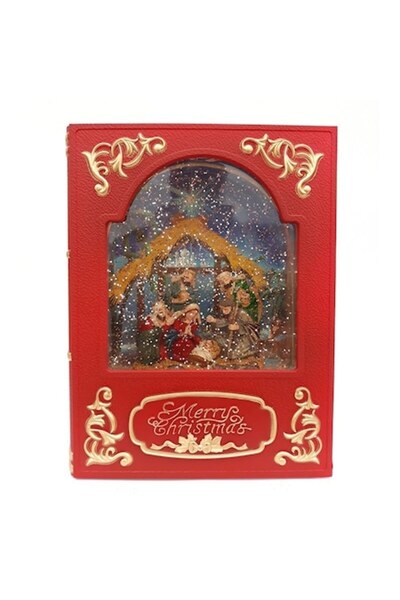 OEM Ornament din plastic în formă de carte cu Nașterea Domnului, muzică și lu...