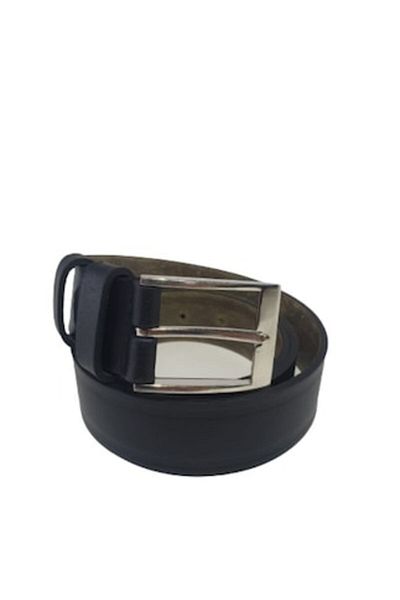 OEM Men's Leather Belt, Black, with Two Stripes M3, Width 3.5 cm