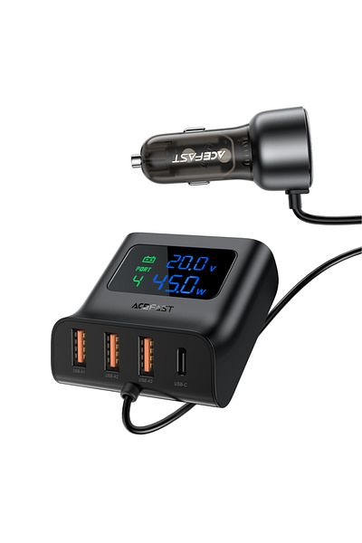 Acefast Încărcător auto 138W, stație de încărcare, 6 porturi USB, negru