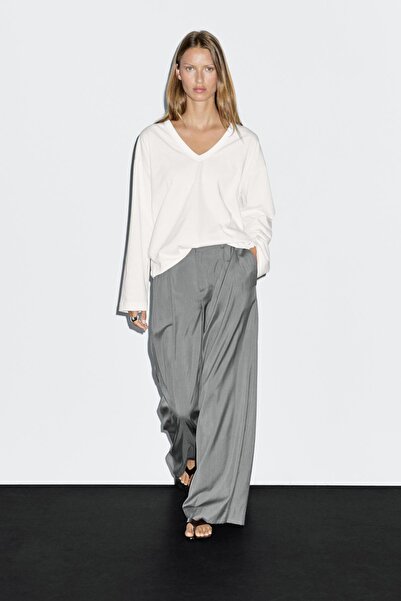 Massimo Dutti V yaka oversize t-shirt