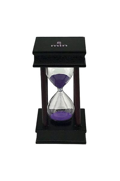 OEM Wooden Hourglass with Writing - 5 Minutes, Black-Purple, 6x11 cm