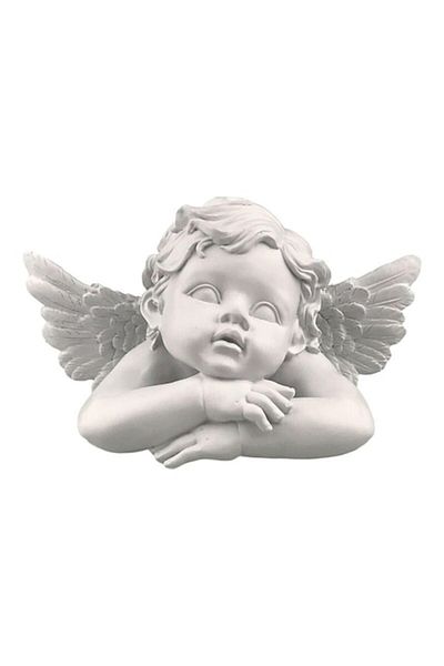 OEM Decoratiune inger cu aripioare, rasina, 30x17 cm, alb
