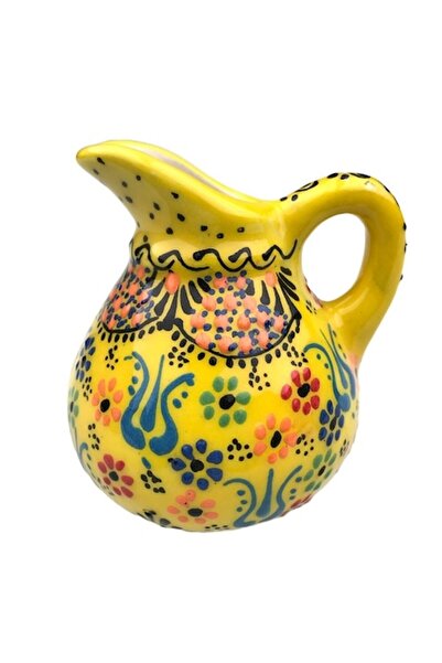 OEM Carafa din ceramica, cu toarta, cu flori pictate, M6,10X10 cm