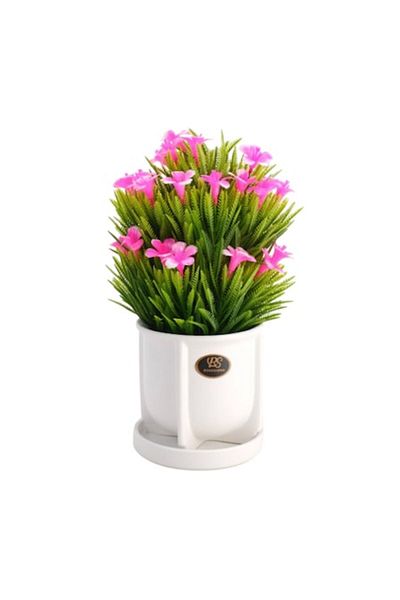OEM Artificial Flower in Pot, PVC/Ceramic 28x11 cm Pink