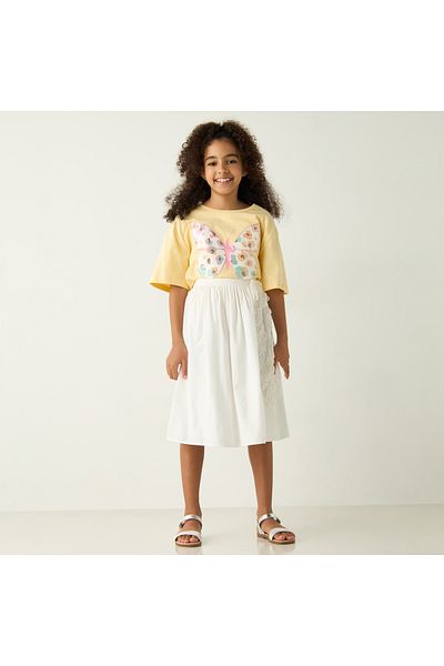 ELIGO Lace Detail Skirt with Semi-Elasticated Waistband