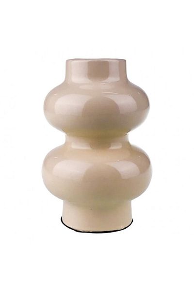OEM Vază ceramică cu design circular 11x17 cm bej