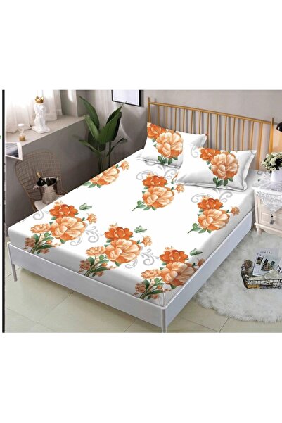 OEM Sheet and pillowcase set, Finet, 3 pieces, 1 person, orange floral, 140x200cm