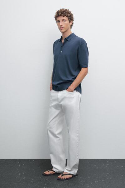 Massimo Dutti Kısa kollu triko polo t-shirt