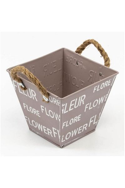 OEM Ghiveci metalic tip găleată 12x8x11 cm, bej