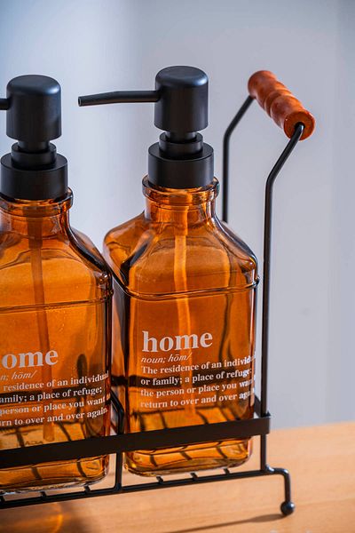 ACAR Louvre Double Liquid Soap Dispenser with Metal Stand - 500 ml