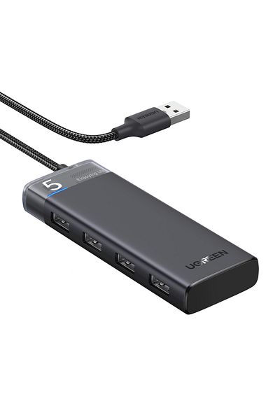 Ugreen HUB adapter rozdzielacz portów 4x USB-A 3.0 i kablem zasilającym USB-A czarny