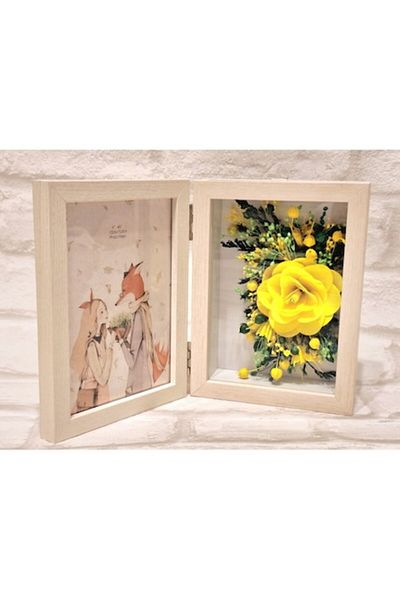 OEM Rama Foto Tip Carte, Hand Made, Flori Naturale Uscate si Stabilizate, 2 poze 10x15cm, Multicolor M1