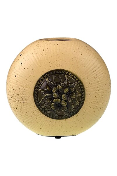 OEM Ceramic Vase with Speckles and Metallic Ornaments 22x22 cm M4