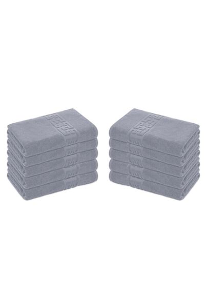OEM Set 10 Bath Towels, Cotton, Greek Border, 500g/m², 70x140cm, Gray