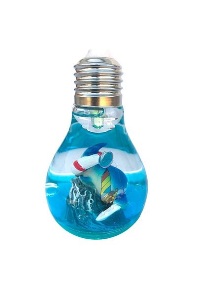 OEM Ornament din plastic in forma de bec cu lichid si delfin, M2, 6x10 cm
