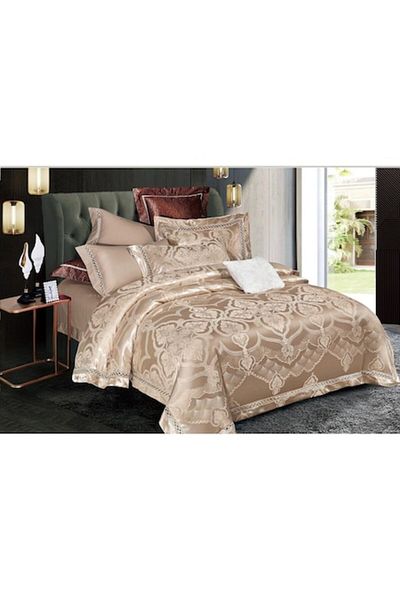 OEM Double Bed Set, 6 Pieces Jacquard, 240x250cm, Brown
