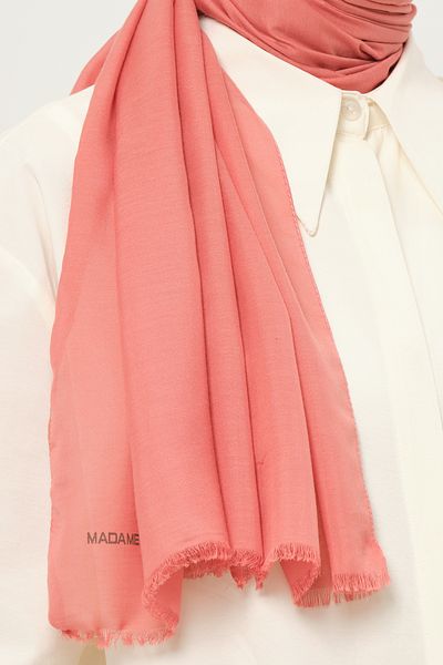 Madame Polo Plain Cheesecloth Shawl Salmon