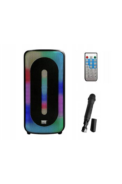 Bass Polska Głośnik Bluetooth z mikrofonem, pilotem i funkcją karaoke