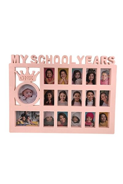 OEM Photo Frame Plastic Collage 'My School Years', Pink, 35x26 cm