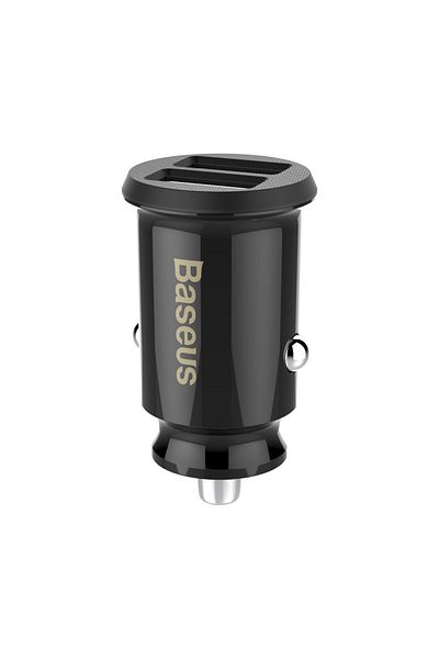 Baseus Mini ładowarka samochodowa do telefonu 2x USB Grain Car Charger czarny
