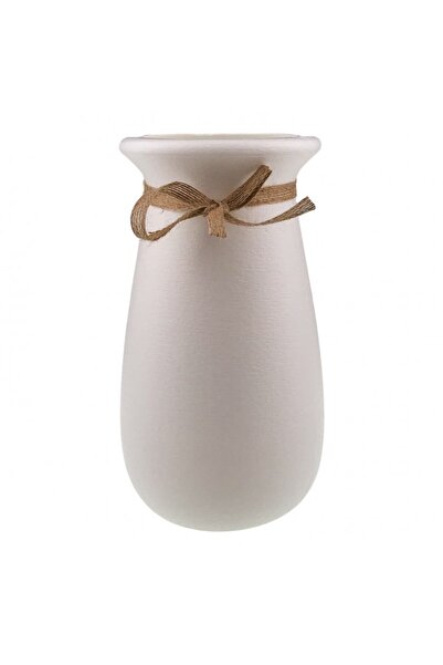 OEM Plastic Vase with Ribbon 13x25 cm Beige