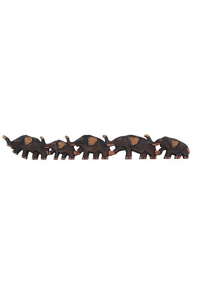 OEM Wooden decor with five elephants, 100x15 cm