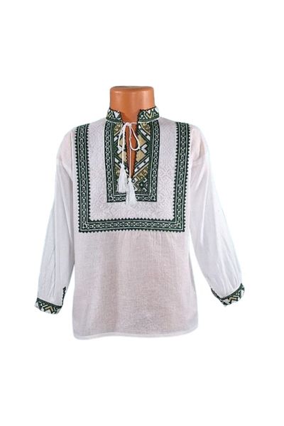 OEM Ie nationala, din bumbac pentru baieti Alb cu broderie geometrica, 2 ani