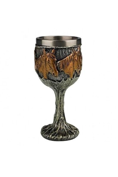 OEM Resin Goblet with Metal Interior and Horses